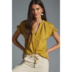 Anthropologie Pilcro Flutter Sleeve Henley Blouse Size Small